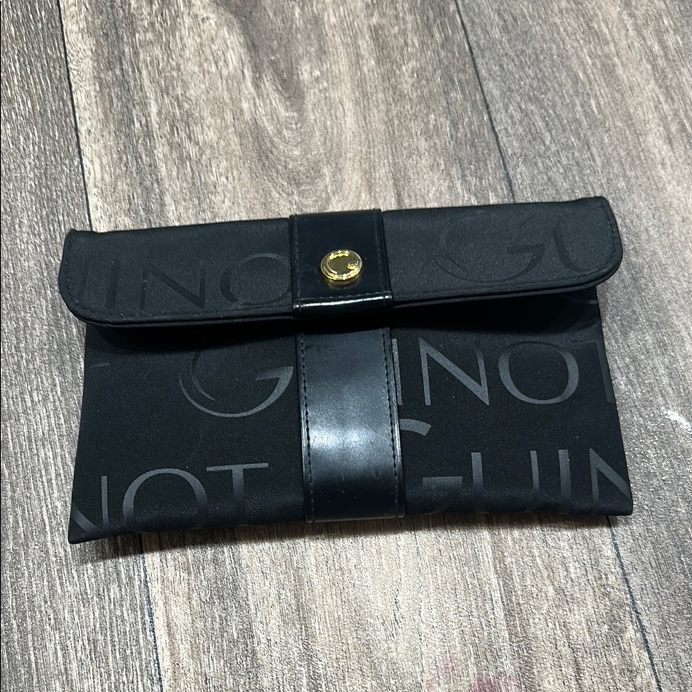 EUC GUINOT Black Clutch with Gold Button